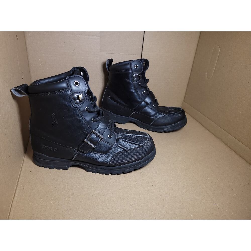 BLACK Polo Ralph Lauren Little Boy's Colbey Mid II Boots Size 3.5